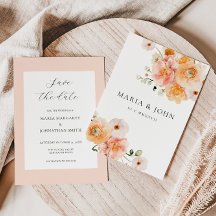 Boho Perzik & Blush Bloemige Trouw Save the Date