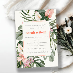 Boho Perzik Blush Tropisch Bloemen Vrijgezellenfee Kaart