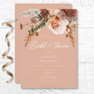 Boho Perzik & Rust Bloemen Perzik Blush Vrijgezell Kaart