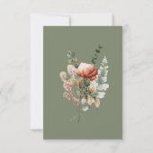 Boho Perzik & Rust Bloemen Salie Groen Bruiloft Save The Date (Achterkant)
