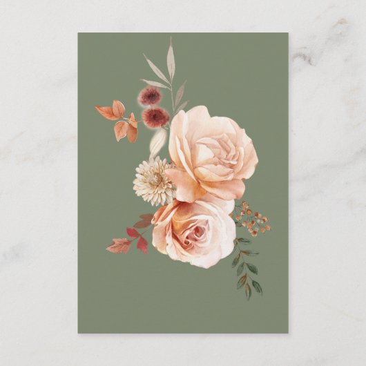 Boho Perzik & Rust Bloemen Salie Groen Details Informatiekaartje (Achterkant)