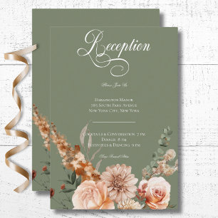 Boho Perzik & Rust Bloemen Salie Groene Receptie Informatiekaartje