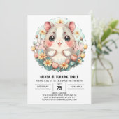 Boho Pet Party Hamster Verjaardag Kaart (Staand voorkant)