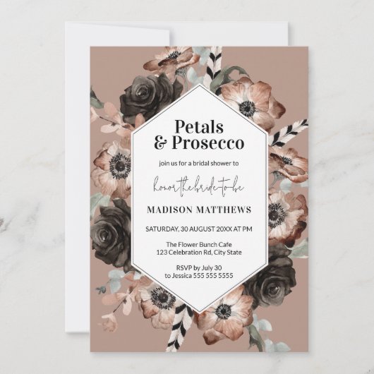 Boho Petals et Procuco Fête des mariées Invitation (Devant)