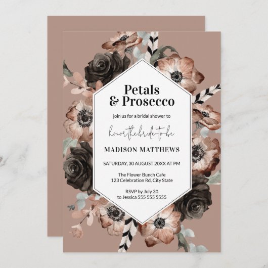Boho Petals et Procuco Fête des mariées Invitation (Devant / Derrière)