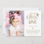 Boho Photo 1er anniversaire Carte de remerciements (Devant)