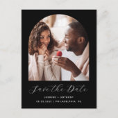 Boho Photo Arch Black QR-code De datum opslaan Briefkaart (Voorkant)