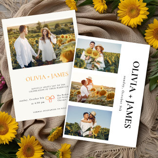 Boho Photo Collage Elegante zomerbruiloft Kaart