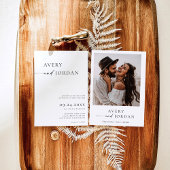 Boho Photo Wedding Invite | Modern minimalist Kaart