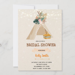 Boho picnic party bridal douche-uitnodiging kaart