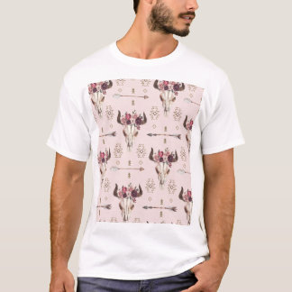 Boho pijlen en schedel, waterverf patroon. t-shirt