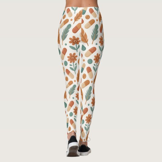 Boho Pill & Feather Daisy Pattern Leggings (Achterkant)