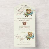 Boho Pilot Teddy Bear in Baby shower All In One Uitnodiging (Binnen)