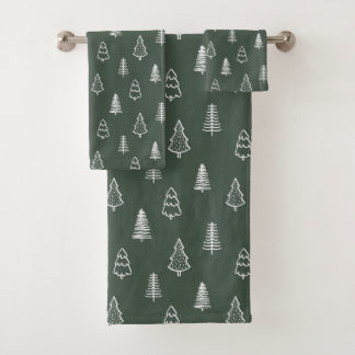 Boho Pine Trees Modern Winter Forest Dark Green