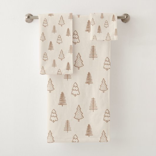 Boho Pine Trees Modern Winter Forest Neutral Beige (En situation)