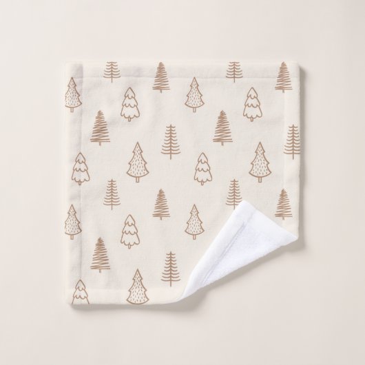 Boho Pine Trees Modern Winter Forest Neutral Beige (Gant de toilette)