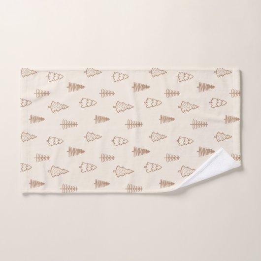 Boho Pine Trees Modern Winter Forest Neutral Beige (Serviette à main)