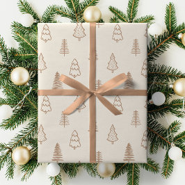 Boho Pine Trees Neutral Winter Minimalist Forest Cadeaupapier