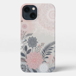 Boho Pink and Grey iPhone 13 Hoesje