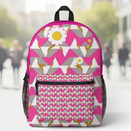 Boho Pink and Yellow Girly Backpack Bedrukte Rugzak