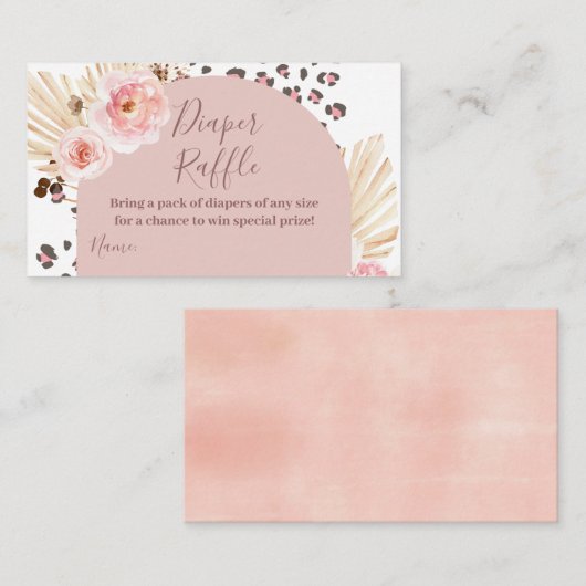 Boho Pink Animals Oerwoud Diaper Raffle Informatiekaartje (Voorkant / Achterkant)