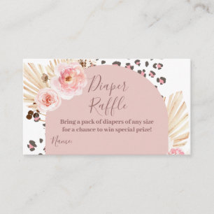Boho Pink Animals Oerwoud Diaper Raffle Informatiekaartje