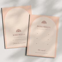 Boho Pink Arch Oorbel Display Kaart met Logo