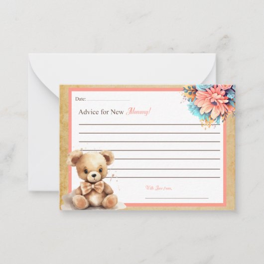 Boho Pink Bear Baby shower Conseils pour la carte  (Devant)