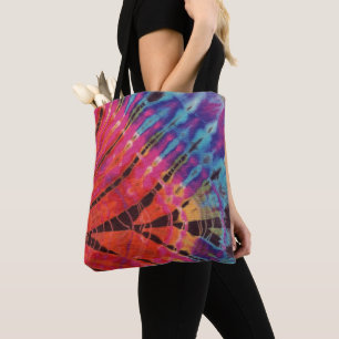 Boho Pink Blue Abstract Modern Art Batik Tie Dye Draagtas
