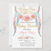 Boho Pink Blue Dreamweaver Baby shower Uitnodiging (Voorkant)
