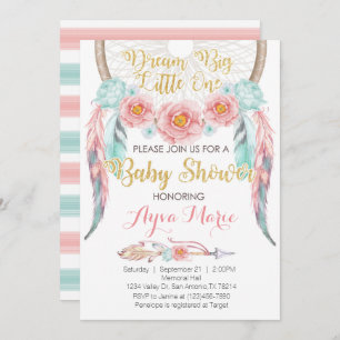 Boho Pink Blue Dreamweaver Baby shower Uitnodiging