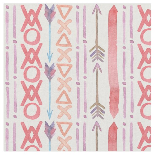 Boho Pink Bold Waterverf Stof (Close Up)