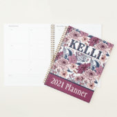 Boho Pink Bourgondië Floral en Blue Botanicals Planner (Display)