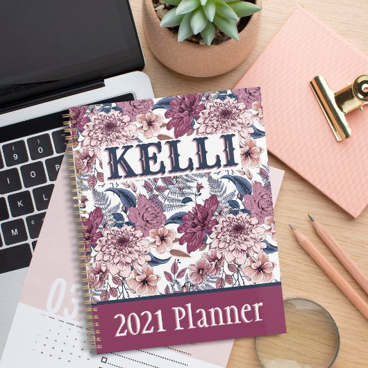 Boho Pink Bourgondië Floral en Blue Botanicals Planner