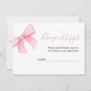 Boho Pink Bow Daiper Raffle voor baby shower Kaart
