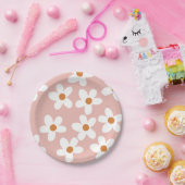 Boho Pink Daisy Birthday Papieren Bordje (Feest)