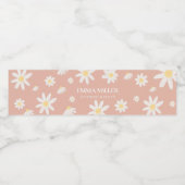 Boho Pink Daisy Floral Water Bottle Étiquette (Étiquettes simples)