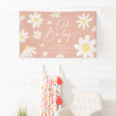 Boho Pink Daisy Flower Baby shower Banner (Insitu)