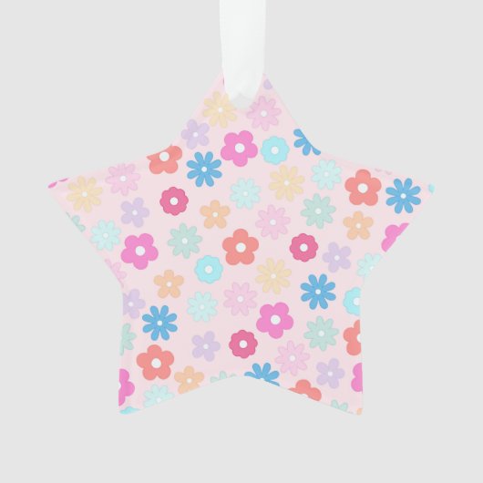 Boho Pink Daisy Flowers Patroon Ornament (voorkant)