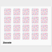Boho Pink Daisy Flowers Patroon Vierkante Sticker (Vel)