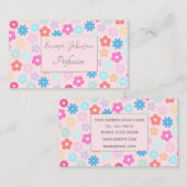 Boho Pink Daisy Flowers Patroon Visitekaartje (Voorkant / Achterkant)