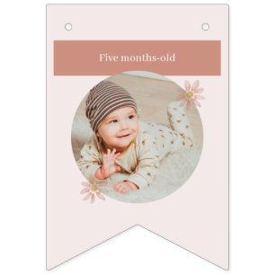 Boho Pink Daisy Happy Birthday Foto Milestone Vlaggetjes