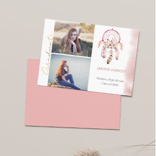 Boho Pink Dream Catcher Uw foto's toevoegen Afstud Aankondiging