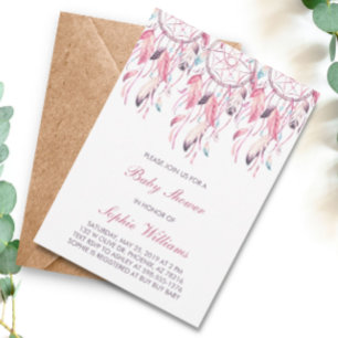 Boho Pink Dreamweaver Baby shower Kaart