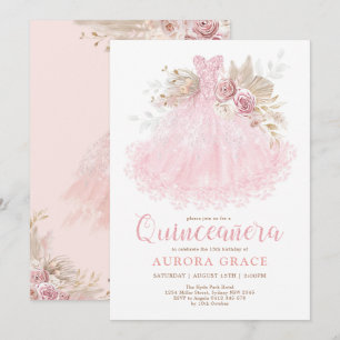 Boho Pink Dress Quinceañera Mis Quince 15 Años Kaart