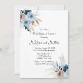 Boho Pink en Blue Peony Bouquet Wedding Shower Kaart (Voorkant)