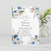 Boho Pink en Blue Peony Vrijgezellenfeest Kaart (Staand voorkant)