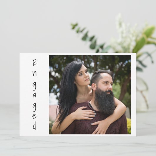 Boho Pink en Gold Feathers Verloving Aankondiging (Staand voorkant)