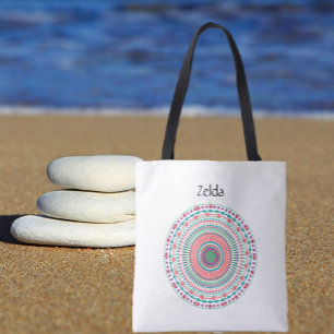 Boho Pink en Green Pastel Mandala Draagtas
