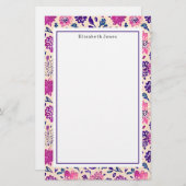 Boho Pink en Paarse Floral Ombre Pattern Briefpapier (Voorkant / Achterkant)